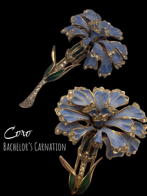 1946 Pegasus Coro sterling Craft “Bachelor’s Carnation” AD Flower Figural Fur Clip - exquisite advertised jewel for collection- Art.730/4
