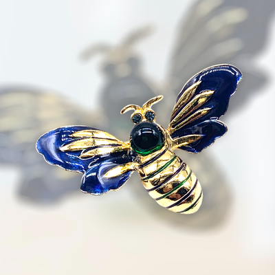 Numbered figural pin moth / butterfly/ flying enameled insect with crystals and jelly cab -- art.272/5