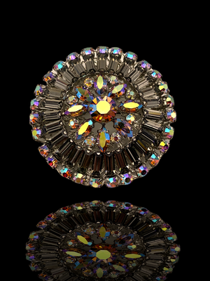 Adorable glittering Borealis stones and clear Baguette European brooch - Fiery sparks on silver tone setting -Art.311/5