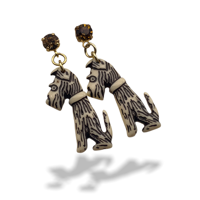 Fabulous Scottie Dog dangle earrings - Scottish Terrier stud pin earrings - lovely Figural Puppy Canine Pooch -- Art.656/5
