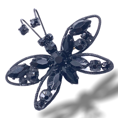 1950s Regency signed Black Rhinestone & Japanned Metal Butterfly Brooch - black mourning collection - art.22/4 -sold out