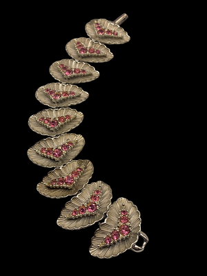 FAB Vintage 1950s Pink Rhinestone Super Showy Bracelet - silver and vibrant pink- Art.430/3
