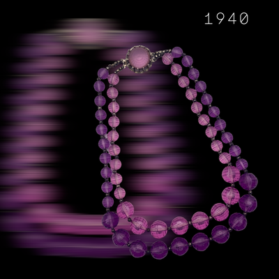 Lively two strands in Violet double tones faceted Lucite bead necklace - transparencies & fanciful beads - Art.300/6