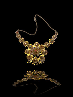 Late 1950s Byzantine-inspired floral links and multicolor rhinestones Necklace  -Art.08/4-