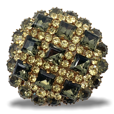 Classy domed brooch pin w/sparkly Diamond Gray stones | excellent vintage jewel for a elegant evening | great collector piece - Art.209/6