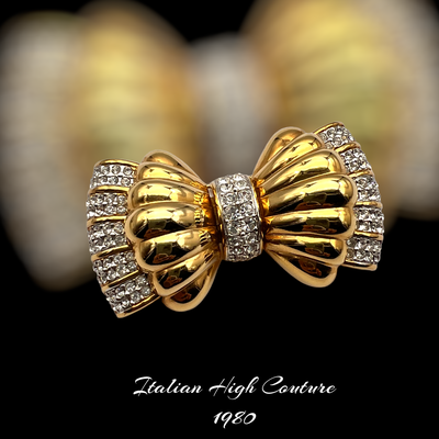 Adorable super chic Bow /Ribbon Brooch with sparkling Crystals and glossy gold plated- Classy style jewellery - Art.739/6