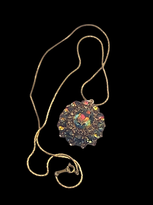 Beautifully simple 18KGF necklace with Blazing oval watermelon pendant stones - suggestive jewel of late 1950s - Art.151/5