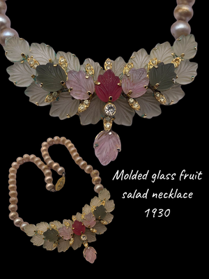 Art Deco pastel colors fruit salad stones ,small rhinestones & simulated pearls choker necklace - A vintage rarity circa 1920s/30s-Art.805/5-SOLD OUT