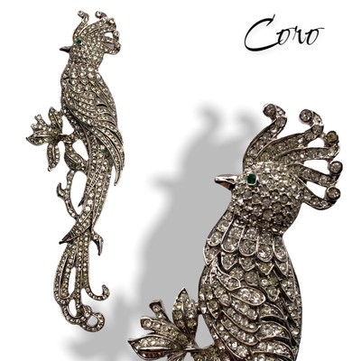 Glamorous 1940s large figural Bird of Paradise Rhinestones Brooch - One of a kind vintage items -Art.980/5