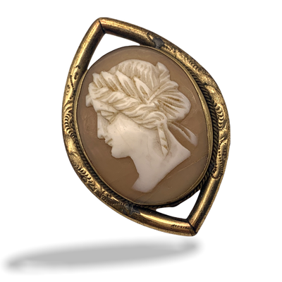 Gorgeous and rare cameo, 1900 - Italian antique jewelry, refined shell cameo -brooch with cameo --Art.359/2 
