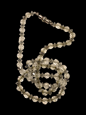 Late 1940's pale gray/silvery crystal beaded necklace - one strand of sweetly nostalgic beauty - Art.204/5