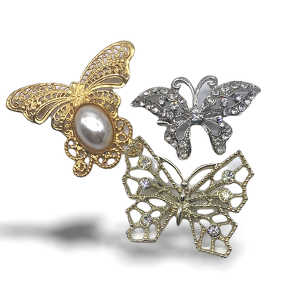 Deco Style 1950/1960 VINTAGE BUTTERFLY-three charming and feminine collection butterfly brooches--Art.119