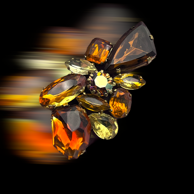 GLITTERING Autumn color fantasy cuts Glass Rhinestone Brooch w/ boreal sparks-Mid-Century Jewelry,Collectible Vintage Jewelry -Art.499/5