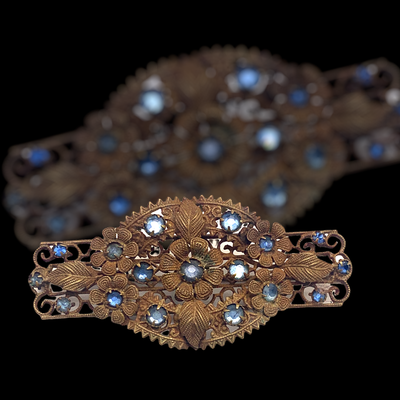 1920s  blue sky  Czech Rhinestones Brooch Pin  -art.525/3-
