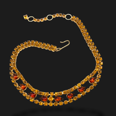 Charming Vintage Amber Crystal Rhinestone COLLAR Necklace - Incredibly amber crystals light -- art.932/2-