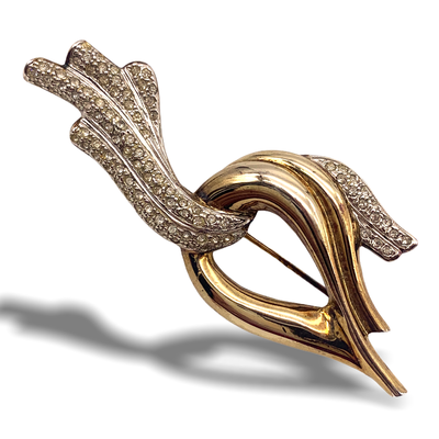 1960 spilla italiana in argento 925 placcato 24kt  e pavè -art.911/2-