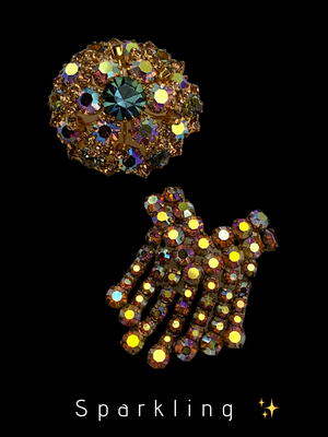 Lovely  Brooches  w/fiery AB rhinestones and cornflower blue accent - Art.647/5