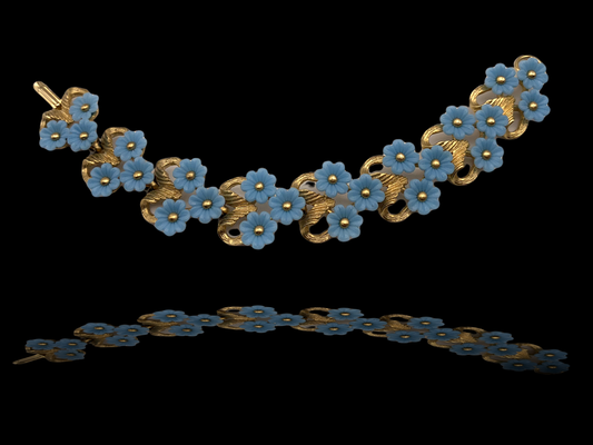 1950 Incredibly beautiful daisy flowers turquoise color bracelet  -Art.594/3-