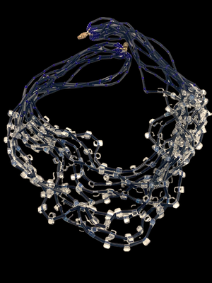 Sweet 10-Strand cascade Venetian glass beads Necklace cobalt blue,black & luminous transparency  necklace   -Art131/4-
