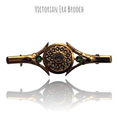 Adorable antique Victorian bar brooch with seed pearls and crystals - elegant authentic Victorian era design - Art.114/6
