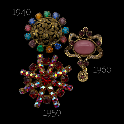 vintage brooches in multi colors look - -art.774/5