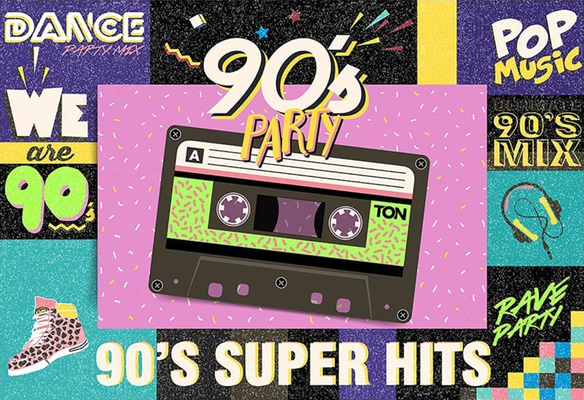 T1 90er Jahre Party (Vinyl-Stoff) = 25 EUR - B270xH180cm