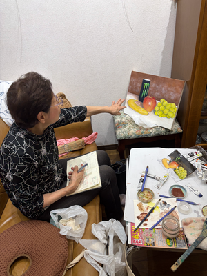土曜日午後、制作室が混んでる時はここで描いたことも。今は制作室２があります。