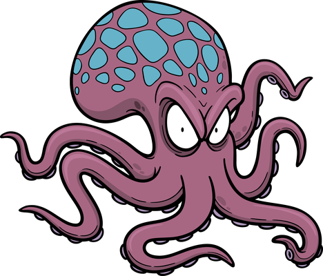 poulpe - faune aquatique - animaux - smiley émoticône émoji cartoon clipart illustration - artémotic