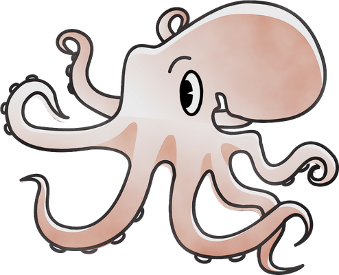 poulpe - faune aquatique - animaux - smiley émoticône émoji cartoon clipart illustration - artémotic
