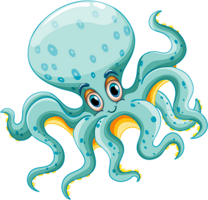 poulpe - faune aquatique - animaux - smiley émoticône émoji cartoon clipart illustration - artémotic