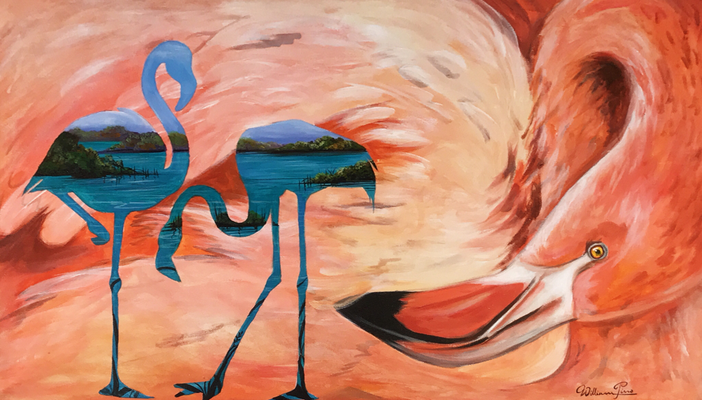 Flamingo, Acryl auf Leinwand. 50 x 70 cm.  120.00€