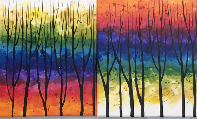 Bäume, Acryl auf Leinwand. 50 x 20 cm.  50,00 € (3 Stucke)