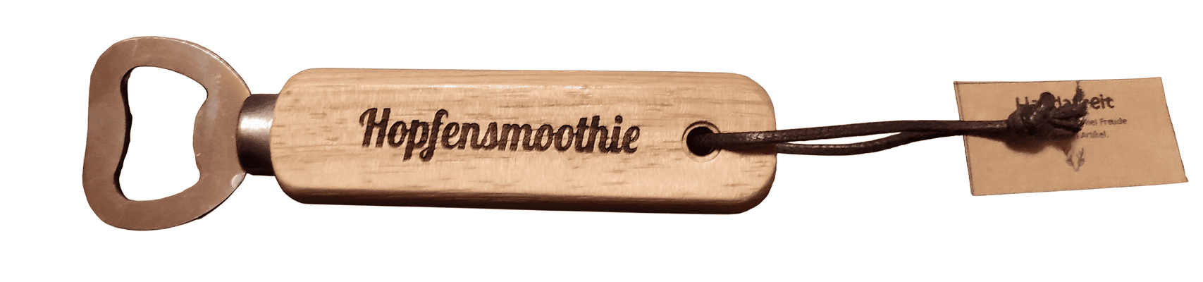 Flaschenöffner aus Holz mit Gravur Hopfensmoothie