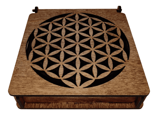 Schmuckdose aus Holz mit Blume des Lebens Gravur