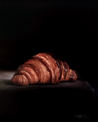 Croissant, Oil on Board, 8"x10".