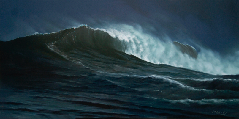 Nor’ Easter, oil OM canvas, 36”x 16”. Original available.