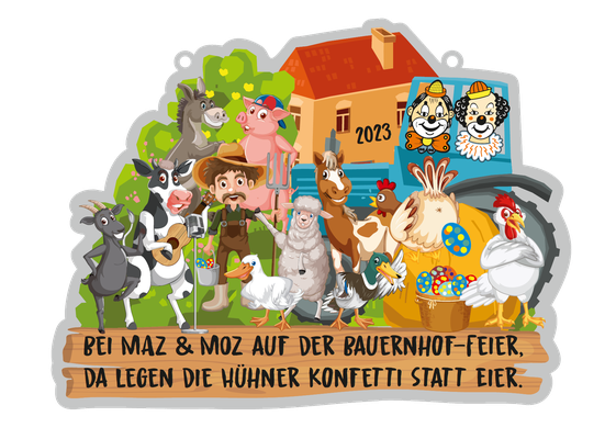 2023: Bei MAZ & MOZ auf der Bauernhof-Feier, da legen die Hühner Konfetti, statt Eier.