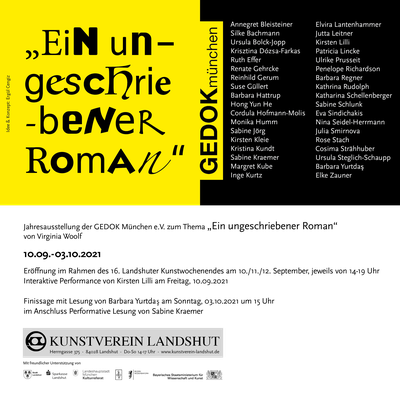 Einladungskarte "Ein ungeschriebener Roman", Jahresausstellung der GEDOK, Kunstverein Landshut