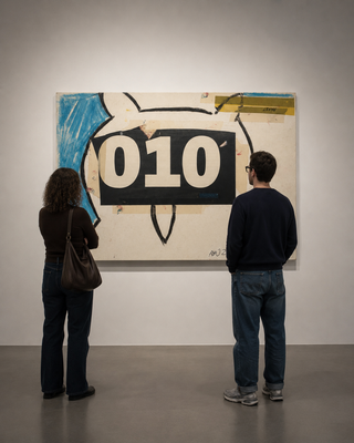 handgefertigte Collage als großformatiger Druck in Ausstellung von Uta Nitschke