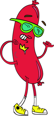 saucisse - restauration - alimentation - smiley émoticône émoji cartoon clipart illustration - artémotic