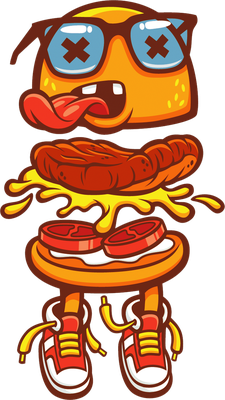 hamburger - restauration - alimentation - smiley émoticône émoji cartoon clipart illustration - artémotic