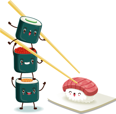 sushi - restauration - alimentation - smiley émoticône émoji cartoon clipart illustration - artémotic