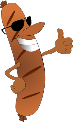 saucisse - restauration - alimentation - smiley émoticône émoji cartoon clipart illustration - artémotic