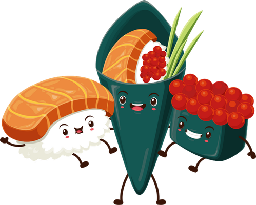 sushi - restauration - alimentation - smiley émoticône émoji cartoon clipart illustration - artémotic