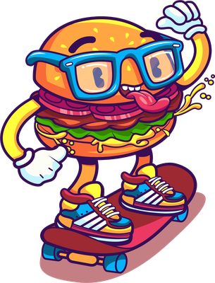 hamburger - restauration - alimentation - smiley émoticône émoji cartoon clipart illustration - artémotic