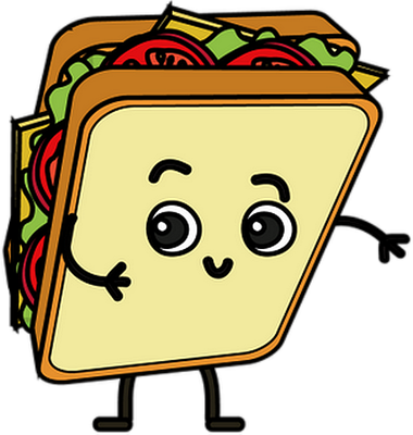 sandwich - restauration - alimentation - smiley émoticône émoji cartoon clipart illustration - artémotic