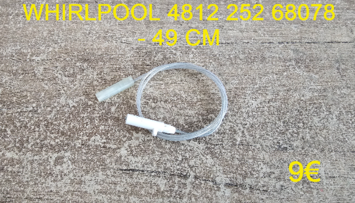 BOUGIE D'ALLUMAGE : WHIRLPOOL 481225268078 - 49 CM