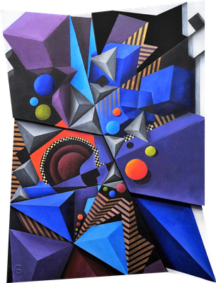 "Disorder", Acryl auf Holz/Keilrahmen, spezielles Format mit ausgesägten Kanten, ca. 60x80cm