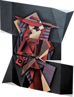 "Dame in Rot", Acryl auf Holz/Leinwand, ca. 120x90cm, außergewöhnliches Format