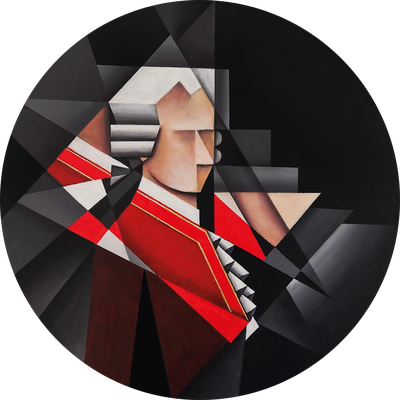 "Mozart", Acryl auf Leinwand, Durchmesser 50cm